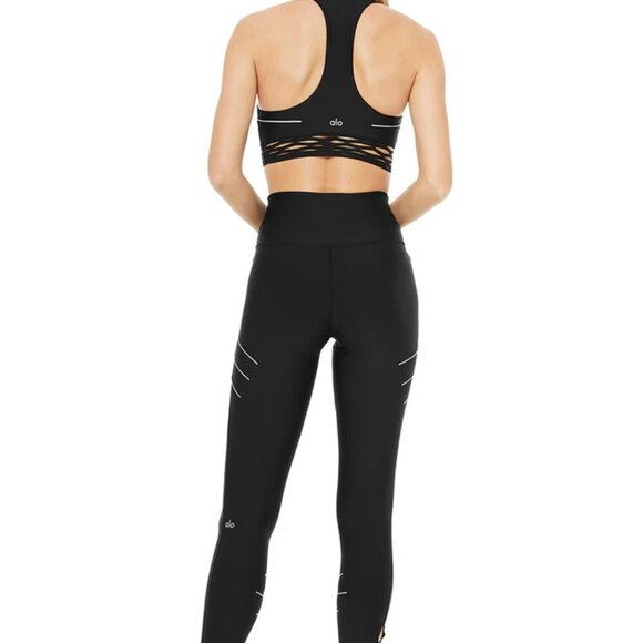 Alo Yoga High Waist Sequence Extra Small Reflective Dots Black - Picture 1 of 5